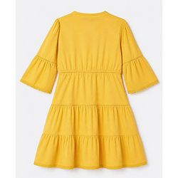 Pine Kids Rayon Woven Half Sleeves One Piece Dress -Yellow