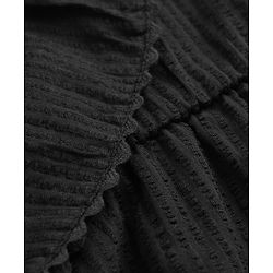 Pine Kids Cotton Woven Half Sleeves Knee Length Solid Frock - Black