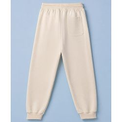 Pine Kids Cotton Mix Knit Full Length Track Pant with Basketball Text in Ivory