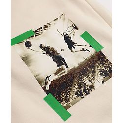 Pine Kids Cotton Mix Knit Full Length Track Pant with Basketball Text in Ivory