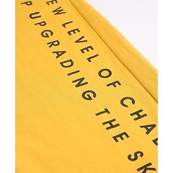 Pine Kids Cotton Knit Full Length Jogger Fit Lounge Pant with Slogan Print in Yellow