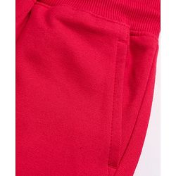 Pine Kids Cotton Mixes Knit Full Length Lounge Pant with Hyper Racing Division Text Print - Red