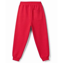 Pine Kids Cotton Mixes Knit Full Length Lounge Pant with Hyper Racing Division Text Print - Red