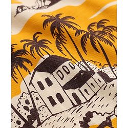 Pine Kids 100% Cotton Knit T-Shirt with Half Sleeves and Island Landscape Print - Peach