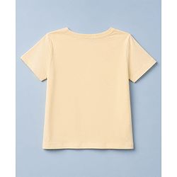 Pine Kids 100% Cotton Knit T-Shirt with Half Sleeves and Island Landscape Print - Peach