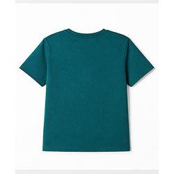 Pine Kids 100% Cotton Knit Half Sleeves T-Shirt with Basketball Print in Green