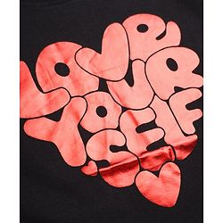 Pine Kids 100% Cotton Knit T-Shirt with Half Sleeves and Love Yourself Love Yourself Print in Black