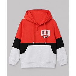 Pine Kids Cotton Knit SweatShirt with Full Sleeves and Ohio Columbus Print - Red