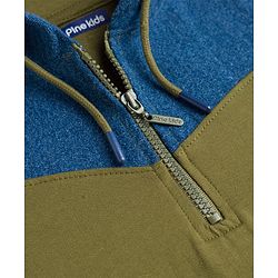 Pine Kids 100% Cotton Knit Full Sleeves Hooded Sweatshirt with Zipper in Olive Green