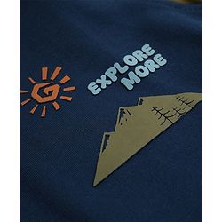 Pine Kids Cotton Knit Full Raglan Sleeves Hooded Sweatshirt With Text Print - Navy Blue