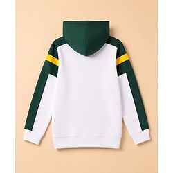 Pine Kids Cotton Knit Hooded Sweatshirt with Full Sleeves and New York Text Print - White