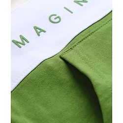 Pine Kids 100% Cotton Knit Hooded Sweatshirt with Full Sleeves and Imagination Text Print - Olive Green