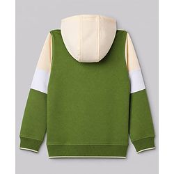 Pine Kids 100% Cotton Knit Hooded Sweatshirt with Full Sleeves and Imagination Text Print - Olive Green