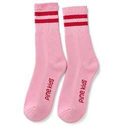 Pine Kids Cotton Knit Socks With Text Design Pack Of 3 -Pink Lavender & Blue