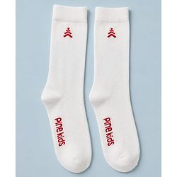 Pine Kids Cotton Knit Socks With Tree Embroidery Pack Of 3 -White