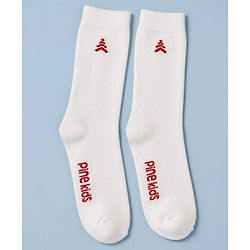 Pine Kids Cotton Knit Socks With Tree Embroidery Pack Of 3 -White