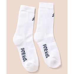 Pine Kids Cotton Mix Knit Below knee length Socks with Pine Kids Text in White Blue & Red Pack of 3