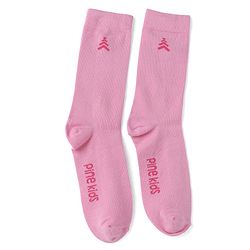 Pine Kids Cotton Knit Mid Calf Length Socks With Pine Kids Text Design Pack Of 3 -Pink