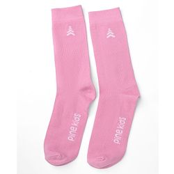 Pine Kids Cotton Knit Mid Calf Length Socks With Pine Kids Text Design Pack Of 3 -Pink