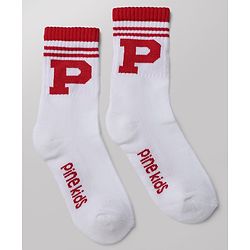 Pine Kids Cotton Mix Knit Mid Calf Socks With Text Design Pack of 3 - White