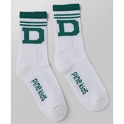 Pine Kids Cotton Mix Knit Mid Calf Socks With Text Design Pack of 3 - White