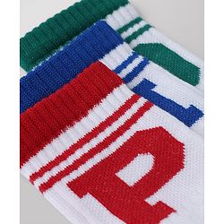 Pine Kids Cotton Mix Knit Mid Calf Socks With Text Design Pack of 3 - White