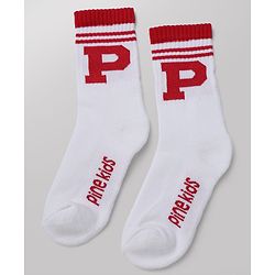 Pine Kids Cotton Mix Knit Mid Calf Socks With Text Design Pack of 3 - White