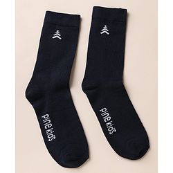 Pine Kids Cotton Mix Knit Below Knee Length Socks With Text Design Pack of 3 - Black White