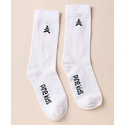 Pine Kids Cotton Mix Knit Below Knee Length Socks With Text Design Pack of 3 - Black White