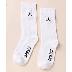 Pine Kids Cotton Mix Knit Below Knee Length Socks With Text Design Pack of 3 - Black White
