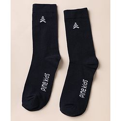 Pine Kids Cotton Mix Knit Below Knee Length Socks With Text Design Pack of 3 - Black White