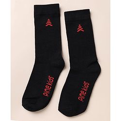 Pine Kids Knit Below Knee Length Socks With Text Design Pack of 3 - Brown Black Grey