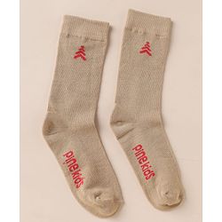 Pine Kids Knit Below Knee Length Socks With Text Design Pack of 3 - Brown Black Grey