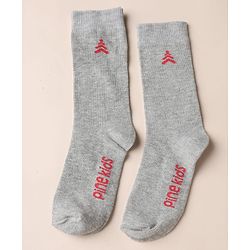 Pine Kids Knit Below Knee Length Socks With Text Design Pack of 3 - Brown Black Grey