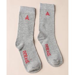 Pine Kids Knit Below Knee Length Socks With Text Design Pack of 3 - Brown Black Grey