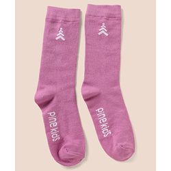 Pine Kids Cotton Mix Knit Below knee length Socks with Pine Kids Text in White & Pink Pack of 3