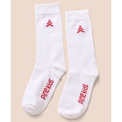 Pine Kids Cotton Mix Knit Below knee length Socks with Pine Kids Text in White & Pink Pack of 3