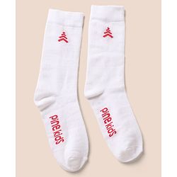 Pine Kids Cotton Mix Knit Below knee length Socks with Pine Kids Text in White & Pink Pack of 3