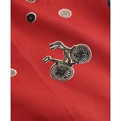 Pine Kids 100% Cotton Cambric Woven Boxers with Anchor & Bicycle Print Pack of 2 - Red & Black