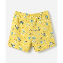 Pine Kids 100% Cotton Cambric Woven Boxers with Beach Theme & Boat Print Pack of 2 - Violet & Yellow