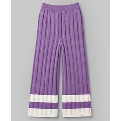 Pine Kids Knit Full Sleeves Striped Sweater Set - Purple