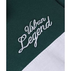 Pine Kids Cotton Knit Stripes Sweatshirt with Full Sleeves and Urban Legend Text Embroidery - Green