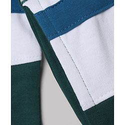 Pine Kids Cotton Knit Stripes Sweatshirt with Full Sleeves and Urban Legend Text Embroidery - Green