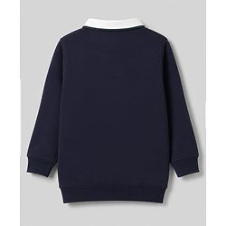 Pine Kids Cotton Knit Sweatshirt with Full Sleeves and Mindset Text Print - Navy Blue