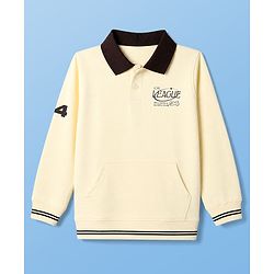 Pine Kids Cotton Knit Sweatshirts with Full Sleeves and Cal League Print in Offwhite for 4-5 Years