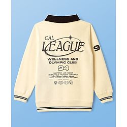 Pine Kids Cotton Knit Sweatshirts with Full Sleeves and Cal League Print in Offwhite for 4-5 Years
