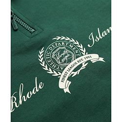 Pine Kids Cotton Knit Sweatshirt With Full Sleeves and Rhode Island Text Print in Front & Back - Green