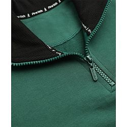 Pine Kids Cotton Knit Sweatshirt With Full Sleeves and Rhode Island Text Print in Front & Back - Green