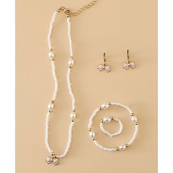 Pine Kids Free Size Beaded Jewellery Set - Off White