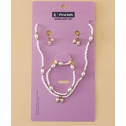 Pine Kids Free Size Beaded Jewellery Set - Off White